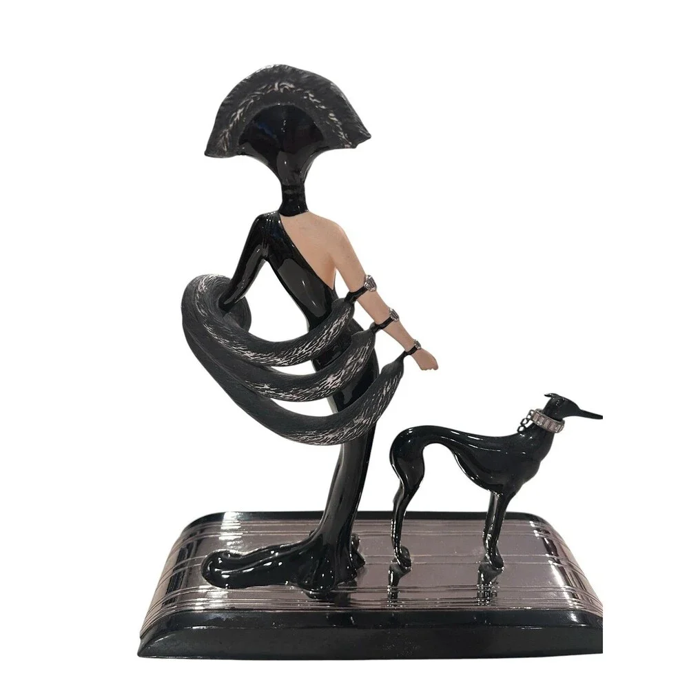 Vintage Franklin Mint House of Erte Porcelain Figure Statue Symphony In Black